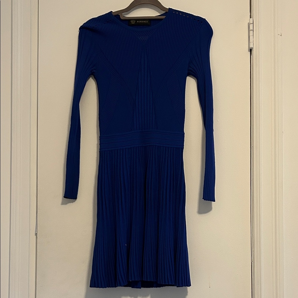 Versace Royal Blue Long Sleeve Dress